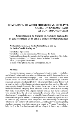 Comparison of Water Buffaloes Vs. Zebu-Type Cattle on Carcass Traits at Contemporary Ages