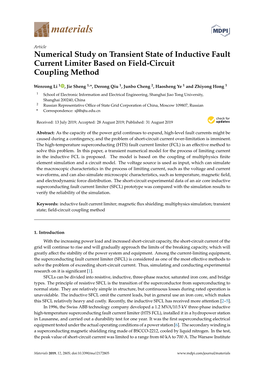 Numerical Study on Transient State of Inductive Fault Current Limiter Based on Field-Circuit Coupling Method