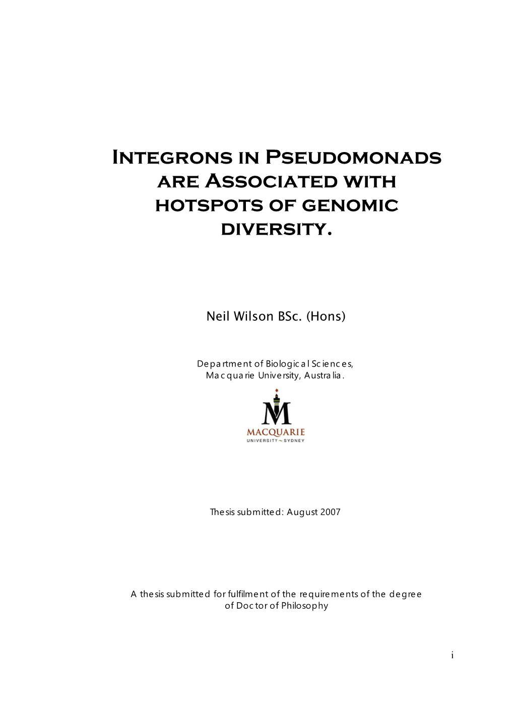 Integrons in Pseudomonads Are Associated with Hotspots of Genomic Diversity