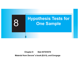 Hypothesis Tests for One Sample