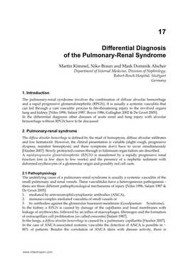Differential Diagnosis of the Pulmonary-Renal Syndrome