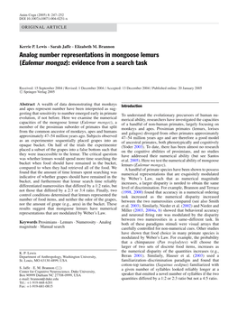 Eulemur Mongoz): Evidence from a Search Task