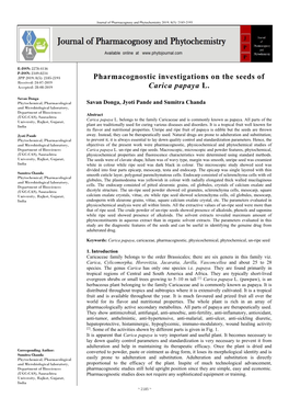 Pharmacognostic Investigations on the Seeds of Carica Papaya L