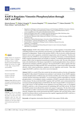 RAB7A Regulates Vimentin Phosphorylation Through AKT and PAK