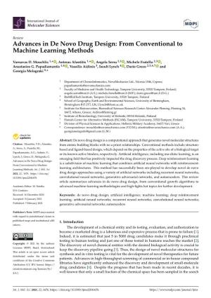Advances in De Novo Drug Design: from Conventional to Machine Learning Methods