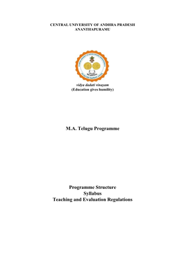 M.A. Telugu Programme Programme Structure Syllabus Teaching And