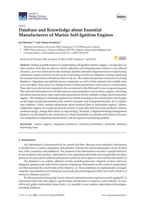 Database and Knowledge About Essential Manufacturers of Marine Self-Ignition Engines