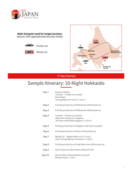 Sample Itinerary: 10-Night Hokkaido