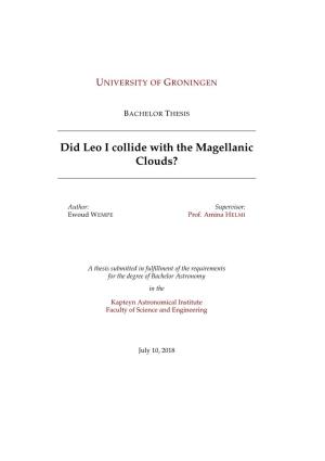 Did Leo I Collide with the Magellanic Clouds?