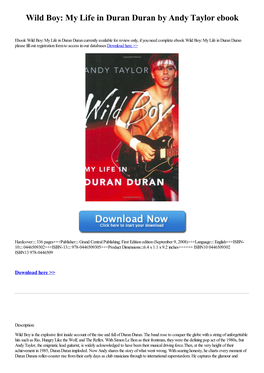 Download Wild Boy: My Life in Duran Duran by Andy Taylor