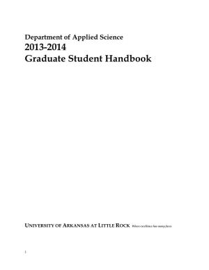 Department of Applied Science Graduate Student Handbook 2012-2013