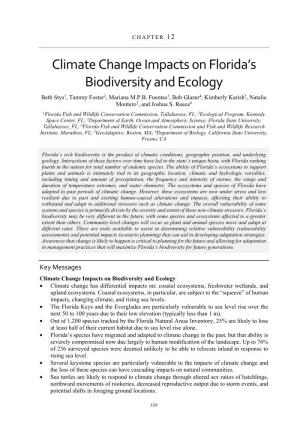Climate Change Impacts on Florida's Biodiversity and Ecology