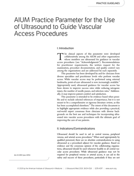 Practice Parameter for the Use of Ultrasound to Guide Vascular Access Procedures