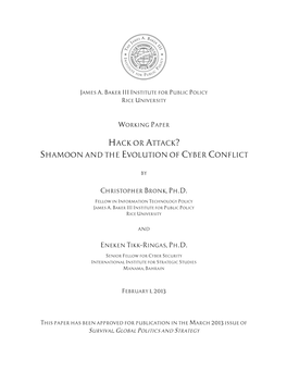 Shamoon and the Evolution of Cyber Conflict