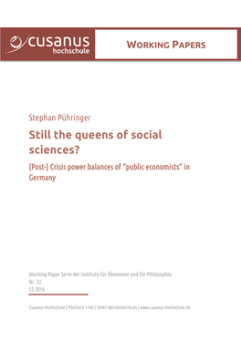 Still the Queens of Social Sciences? (Post-) Crisis Power Balances of “Public Economists” in Germany