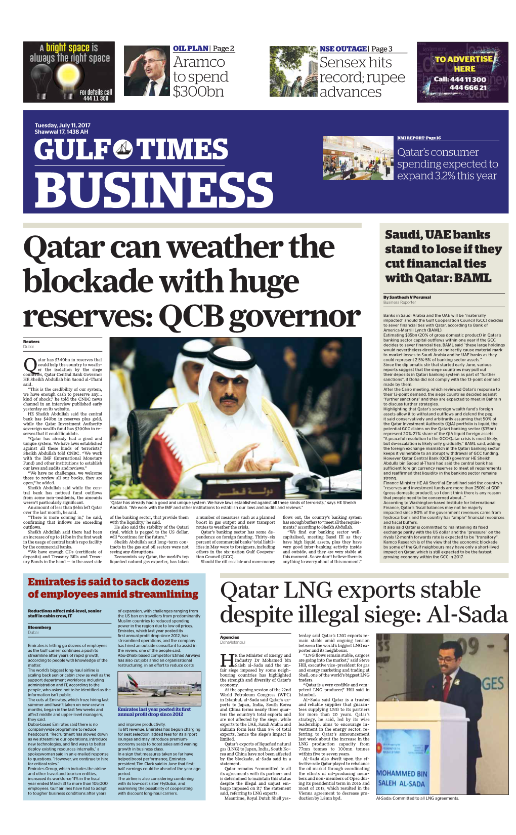 Qatar Can Weather the Blockade with Huge Reserves: QCB Governor