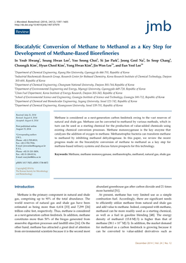 Biocatalytic Conversion of Methane to Methanol As a Key Step for Development of Methane-Based Biorefineries