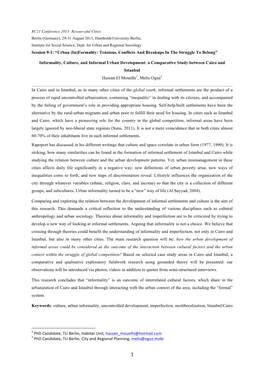 Session 9-1: “Urban (In)Formality: Tensions, Conflicts and Breakups in the Struggle to Belong”