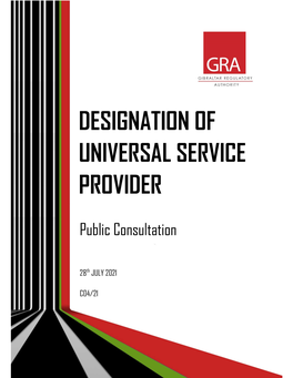 Designation of Universal Service Provider