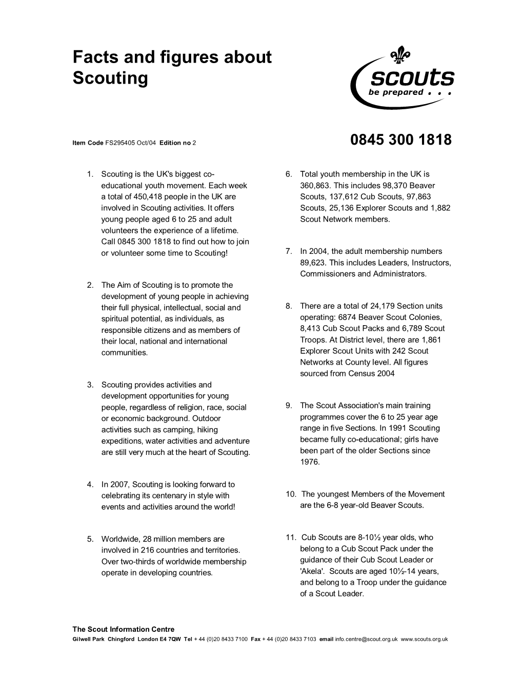 Facts and Figures About Scouting S