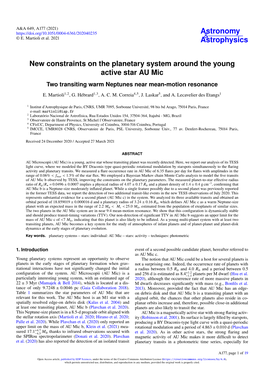 New Constraints on the Planetary System Around the Young Active Star AU Mic Two Transiting Warm Neptunes Near Mean-Motion Resonance E