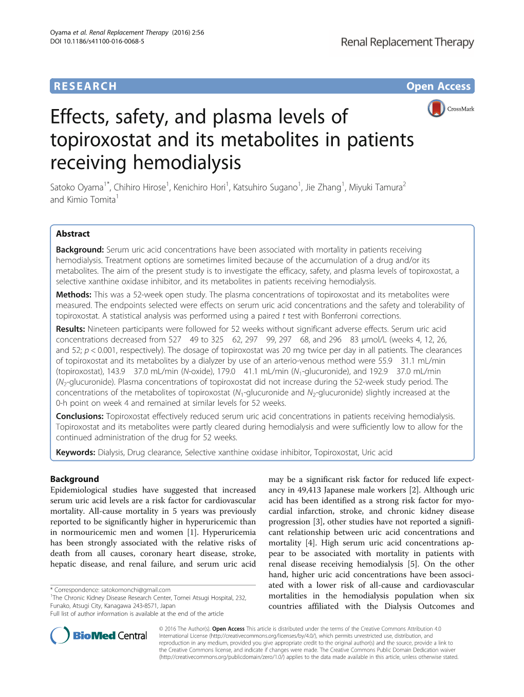 Effects, Safety, and Plasma Levels of Topiroxostat and Its Metabolites In