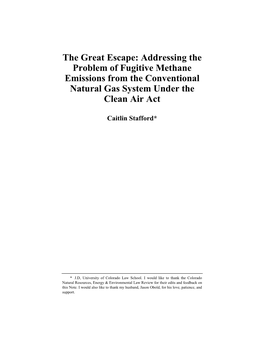 Addressing the Problem of Fugitive Methane Emissions from the Conventional Natural Gas System Under the Clean Air Act