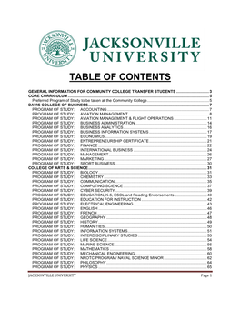 JACKSONVILLE UNIVERSITY Page 1