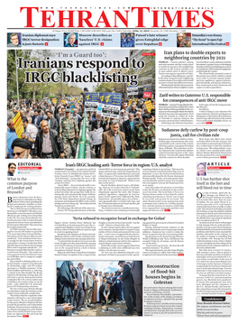 Iranians Respond to IRGC Blacklisting