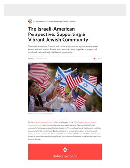 The Israeli-American Perspective: Supporting a Vibrant Jewish Community