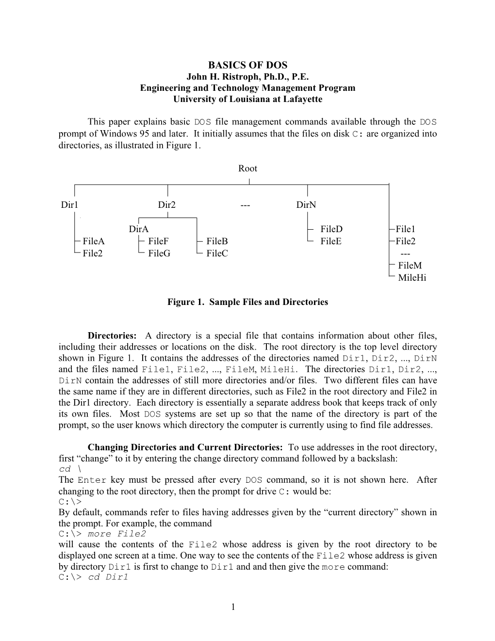 BASICS of DOS John H