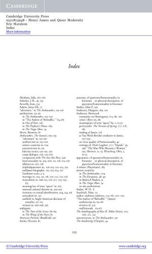 Henry James and Queer Modernity Eric Haralson Index More Information