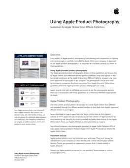 Using Apple Product Photography Guidelines for Apple Online Store Afliate Publishers