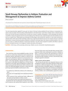 Small Airways Dysfunction in Asthma: Evaluation and Management to Improve Asthma Control Omar S Usmani*