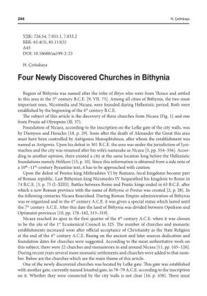 Four Newly Discovered Churches in Bithynia