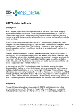 ADCY5-Related Dyskinesia