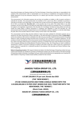 JIANGSU YUEDA GROUP CO., LTD. (江蘇悅達集團有限公司 ) (Incorporated with Limited Liability in the PRC) U.S.$87,250,000 5.70 Per Cent