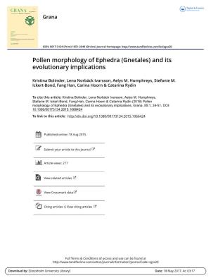 Pollen Morphology of Ephedra (Gnetales) and Its Evolutionary Implications