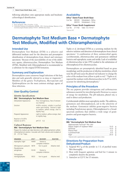 Dermatophyte Test Medium Base • Dermatophyte Test Medium, Modified with Chloramphenicol