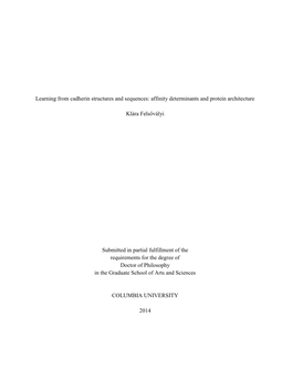 Learning from Cadherin Structures and Sequences: Affinity Determinants and Protein Architecture