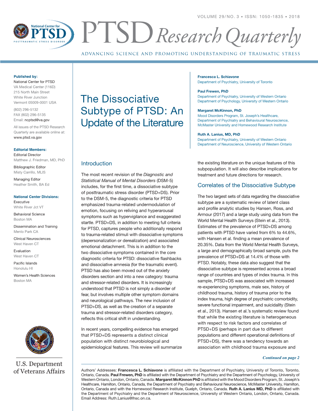 The Dissociative Subtype of PTSD