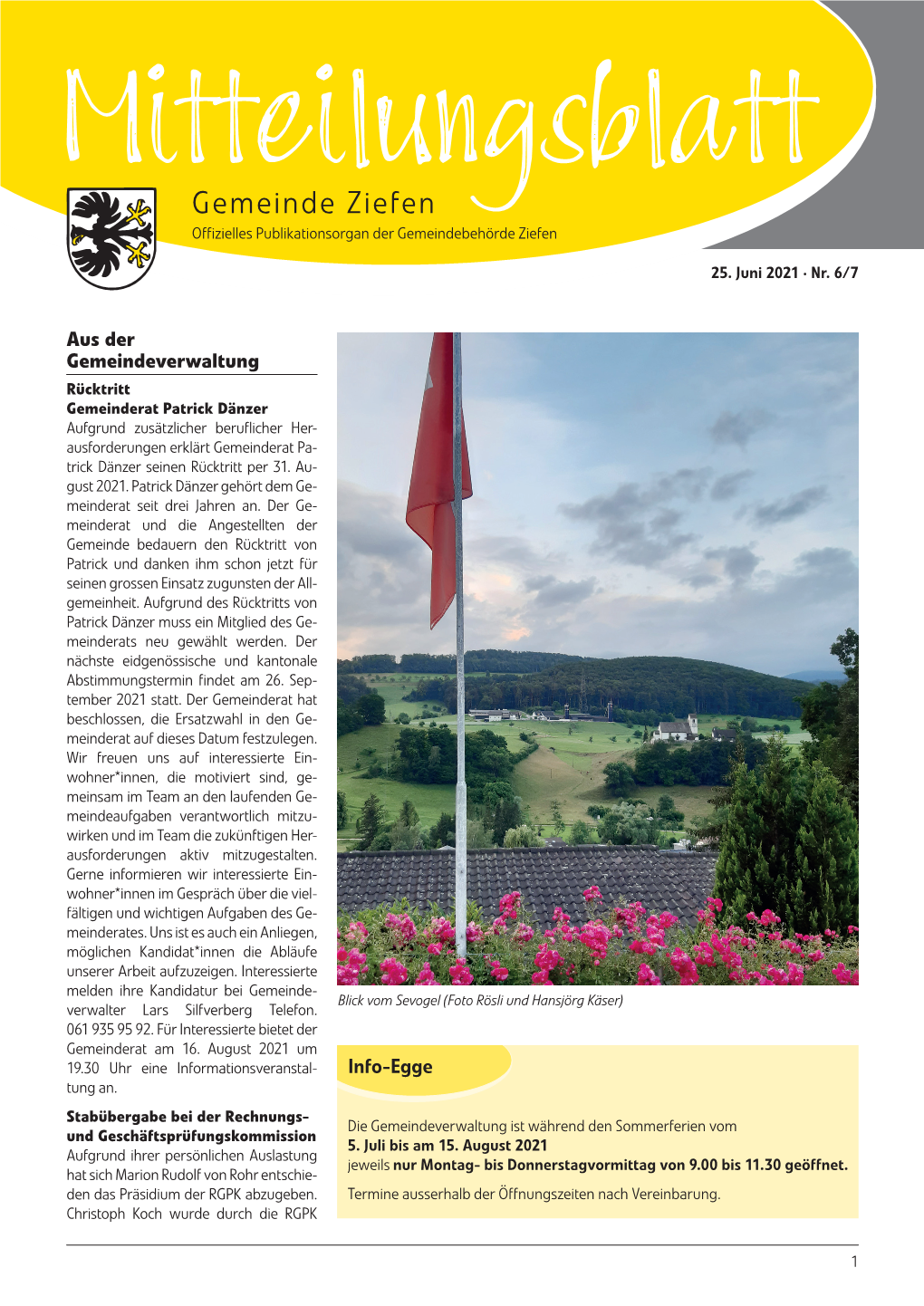 Mitteilungsblatt Vom Juni / Juli 2021