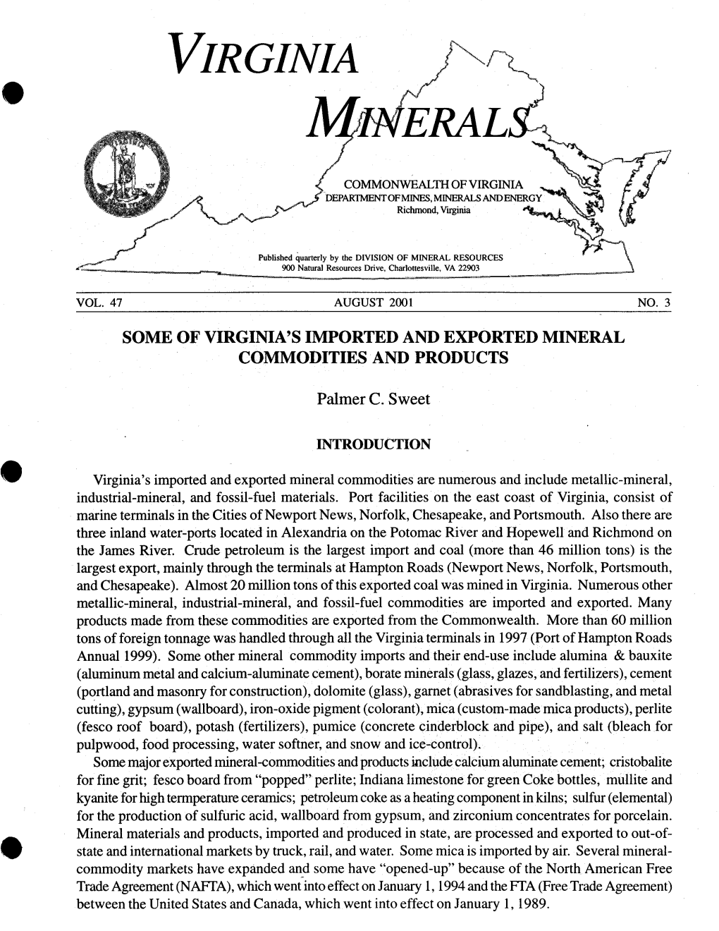 Some of Virginia's Imported and Exported Mineral Commodities and Products