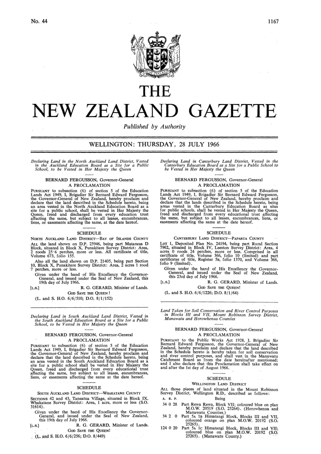 NEW ZEALAND GAZETTE Published by Authority