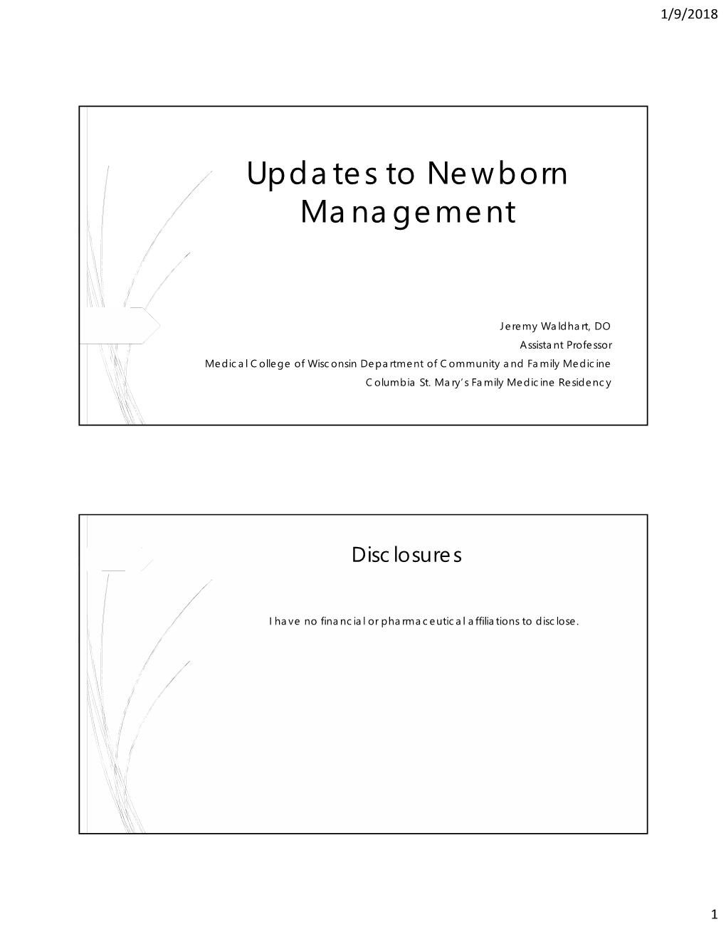 Updates to Newborn Management