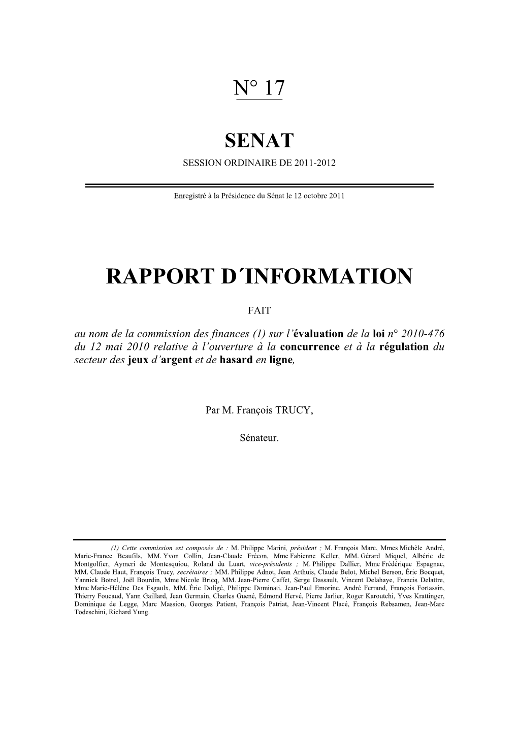 Rapport D´Information