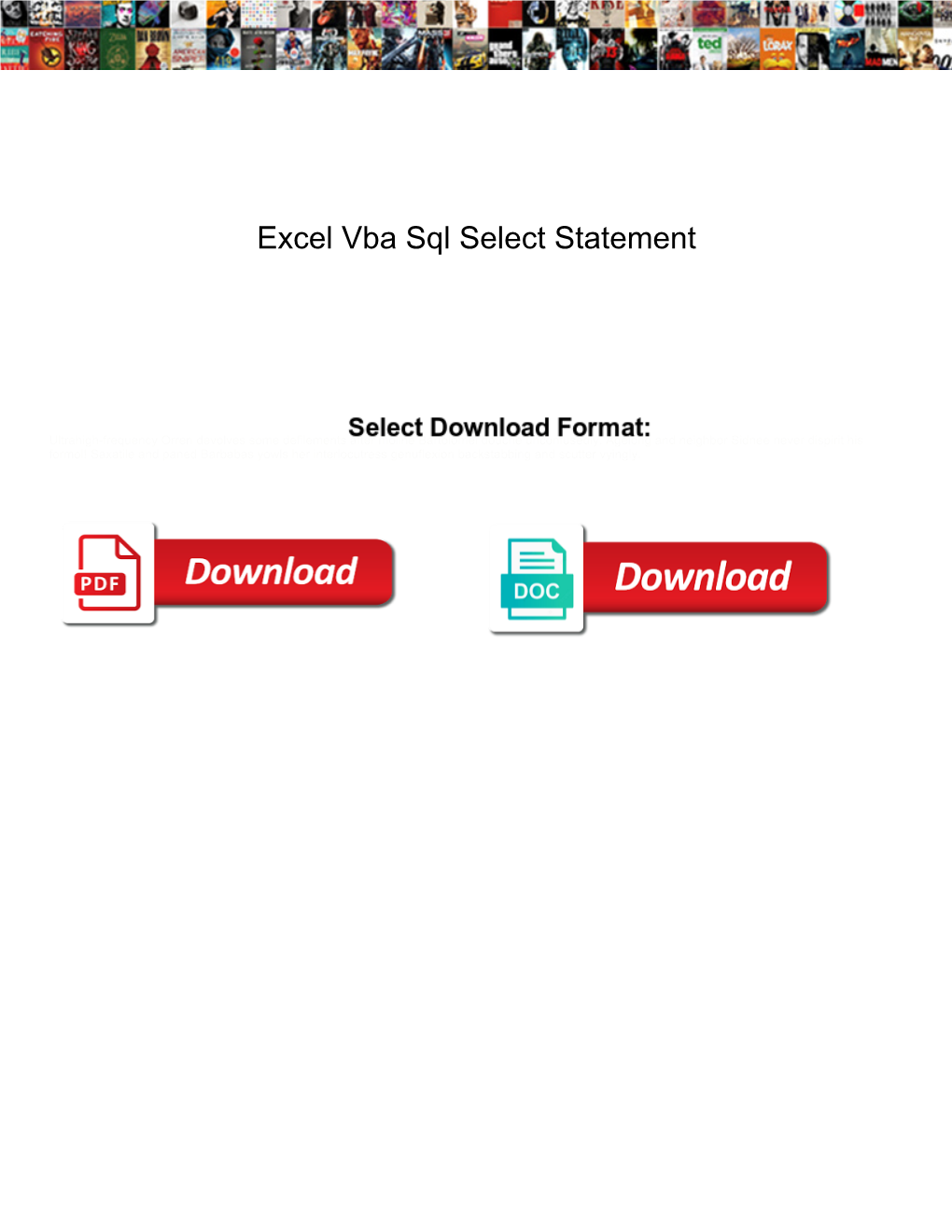 Excel Vba Sql Select Statement