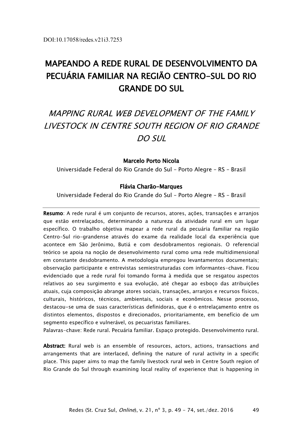Mapping Rural Web Development of the Family Livestock in Centre South Region of Rio Grande Do Sul