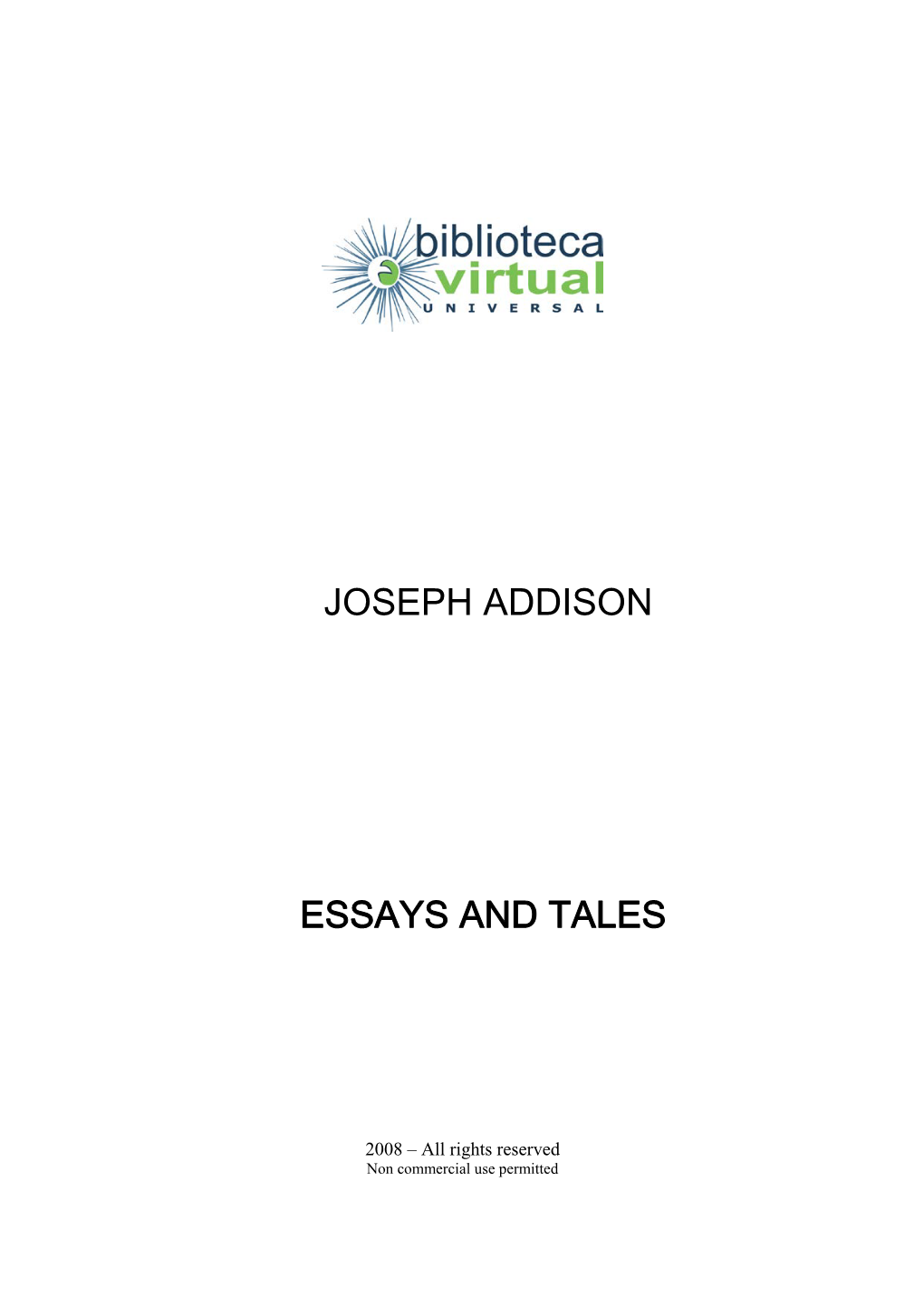 Joseph Addison Essays and Tales