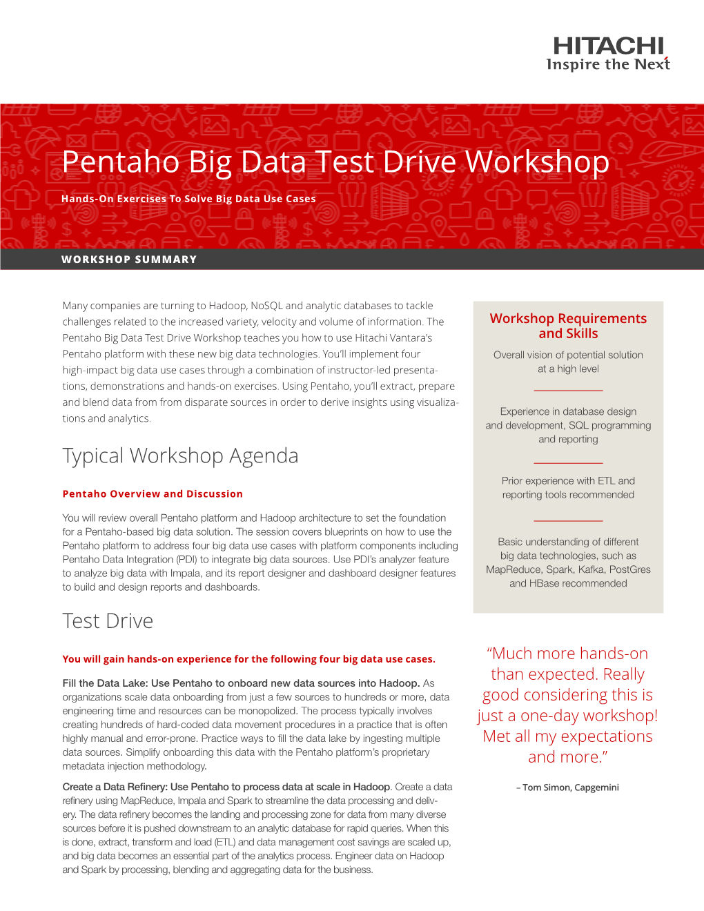 Pentaho Big Data Test Drive Workshop Summary